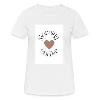 Morning Coffee Typography Logo for Coffee Lovers - Women's Breathable T-Shirt - white - Front - AI Model Female 172 dark (172cm)