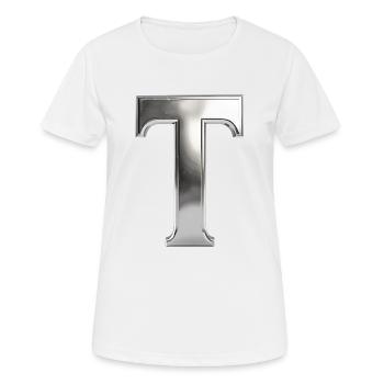 Chrome ,, T " Métallisé - T-shirt respirant Femme - blanc - Devant - AI Model Female 172 dark (172cm)