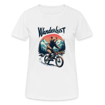 Grizzly on Bike - Wanderlust - Frauen T-Shirt atmungsaktiv - Weiß - Vorne - AI Model Female 172 dark (172cm)