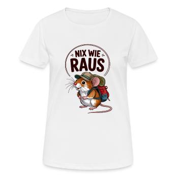 Nix wie raus - in die Natur - Wandern mit Maus - Frauen T-Shirt atmungsaktiv - Weiß - Vorne - AI Model Female 172 dark (172cm)