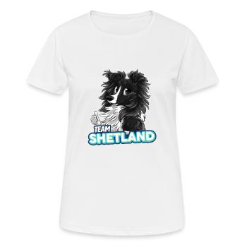 TEAM Shetland - Noir Bicolore - T-shirt respirant Femme - blanc - Devant - AI Model Female 172 dark (172cm)