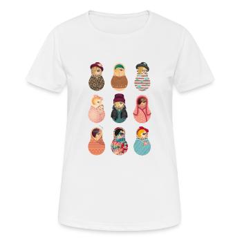 Matroschka Babes 2 - Frauen T-Shirt atmungsaktiv - Weiß - Vorne - AI Model Female 172 dark (172cm)