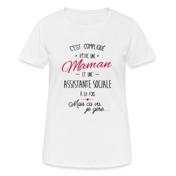 maman et Assistante sociale - T-shirt respirant Femme - blanc - Devant - AI Model Female 172 dark (172cm)