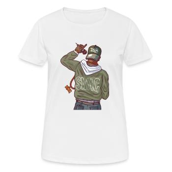 Rapper mit Goldkette und swag - Frauen T-Shirt atmungsaktiv - Weiß - Vorne - AI Model Female 172 dark (172cm)