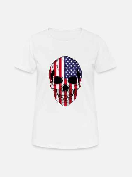 Totenkopf USA - Frauen T-Shirt atmungsaktiv - Weiß