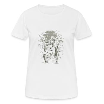 Live To Ride | Idée cadeau moto - T-shirt respirant Femme - blanc - Devant - AI Model Female 172 dark (172cm)