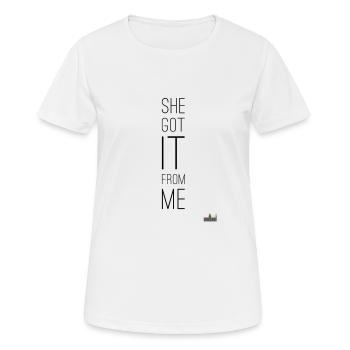 She got it from me - Women's Breathable T-Shirt - white - Front - AI Model Female 172 dark (172cm)