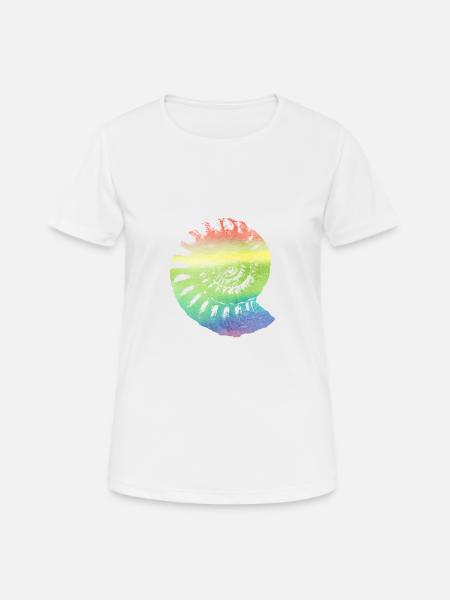 Fossil ammonite in rainbow colored gift - Women's Breathable T-Shirt - white