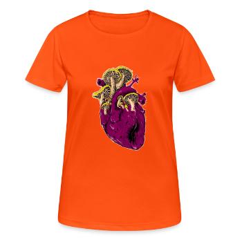 Coeur plein de champignons - T-shirt respirant Femme - orange néon - Devant - AI Model Female 172 dark (172cm)