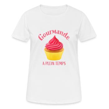 gourmande a plein temps - T-shirt respirant Femme - blanc - Devant - AI Model Female 172 dark (172cm)