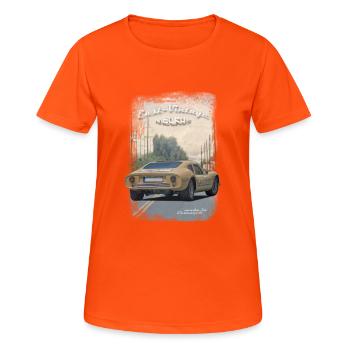 WaBu 2019 ohne Markenlogo und Emblem 31 - Frauen T-Shirt atmungsaktiv - Neonorange - Vorne - AI Model Female 172 dark (172cm)