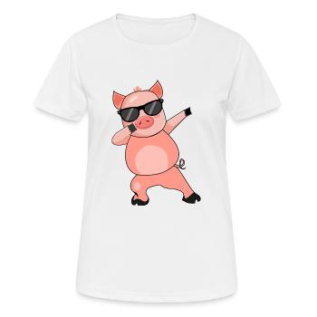 Porc Dabbing vecteur Cooles - T-shirt respirant Femme - blanc - Devant - AI Model Female 172 dark (172cm)