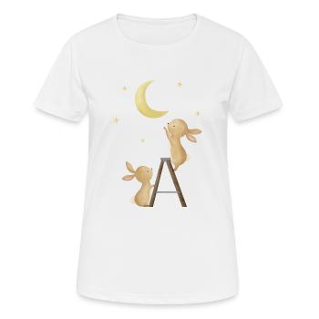Hasen auf Leiter - Frauen T-Shirt atmungsaktiv - Weiß - Vorne - AI Model Female 172 dark (172cm)
