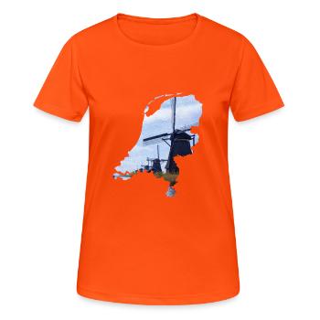 Pays-Bas - moulins à vent - T-shirt respirant Femme - orange néon - Devant - AI Model Female 172 dark (172cm)