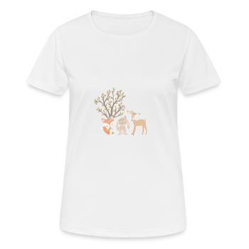 Waldtiere Boho mit Indianer Fuchs, Reh und Hase - Frauen T-Shirt atmungsaktiv - Weiß - Vorne - AI Model Female 172 dark (172cm)