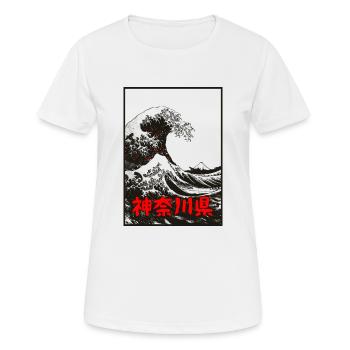 The Great Wave Off Kanagawa Retro Poster - Women's Breathable T-Shirt - white - Front - AI Model Female 172 dark (172cm)