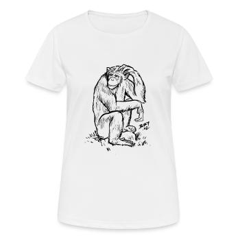 Chimp thinking - Women's Breathable T-Shirt - white - Front - AI Model Female 172 dark (172cm)