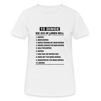 Moped Mopedfahrer Mofa Motorrad Zweirad Geschenk - Frauen T-Shirt atmungsaktiv - Weiß - Vorne - AI Model Female 172 dark (172cm)