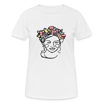 Couronne de fleurs Printemps - T-shirt respirant Femme - blanc - Devant - AI Model Female 172 dark (172cm)