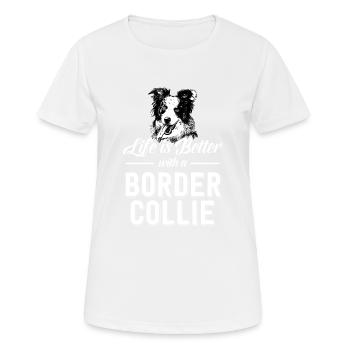 Border Collie Hund Welpe Zucht Agility Hütehund - Frauen T-Shirt atmungsaktiv - Weiß - Vorne - AI Model Female 172 dark (172cm)
