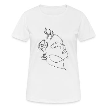 Lineart Design Frauengesicht - Frauen T-Shirt atmungsaktiv - Weiß - Vorne - AI Model Female 172 dark (172cm)