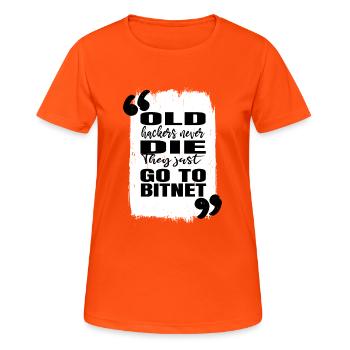 equestrian humor computer science quote glitch - Frauen T-Shirt atmungsaktiv - Neonorange - Vorne - AI Model Female 172 dark (172cm)