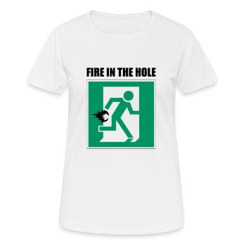 Feu dans le trou - T-shirt respirant Femme - blanc - Devant - AI Model Female 172 dark (172cm)
