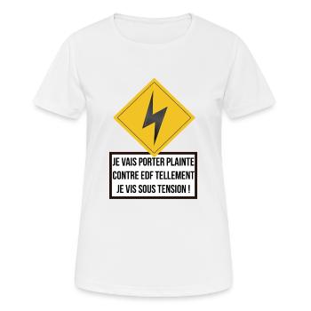 Je vis sous tension - T-shirt respirant Femme - blanc - Devant - AI Model Female 172 dark (172cm)