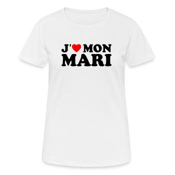 J'aime Mon Mari Cadeau Femme Mariée Coeur Rouge - T-shirt respirant Femme - blanc - Devant - AI Model Female 172 dark (172cm)