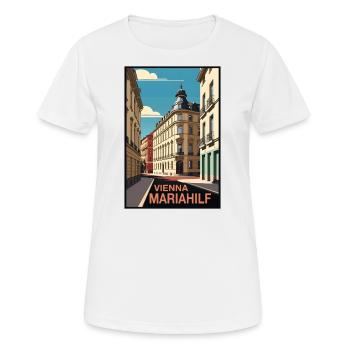 Mariahilf Wien Altstadt - Frauen T-Shirt atmungsaktiv - Weiß - Vorne - AI Model Female 172 dark (172cm)