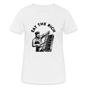 Eat the rich - Frauen T-Shirt atmungsaktiv - Weiß - Vorne - AI Model Female 172 dark (172cm)