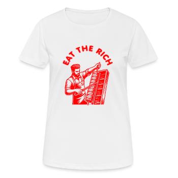 Eat the rich - T-shirt respirant Femme - blanc - Devant - AI Model Female 172 dark (172cm)