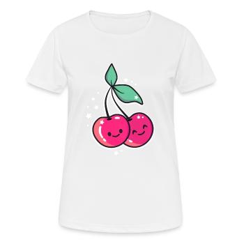 Cherries Kawaii Rockabilly cute motif fruits - Women's Breathable T-Shirt - white - Front - AI Model Female 172 dark (172cm)