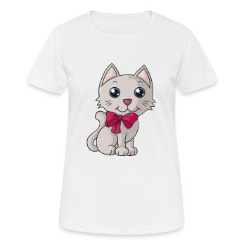 Cute Comic Cat - Women's Breathable T-Shirt - white - Front - AI Model Female 172 dark (172cm)