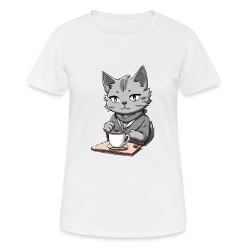 Cat Café - Women's Breathable T-Shirt - white - Front - AI Model Female 172 dark (172cm)