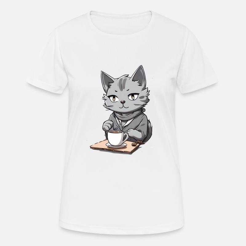 Cat Café - Women's Breathable T-Shirt - white