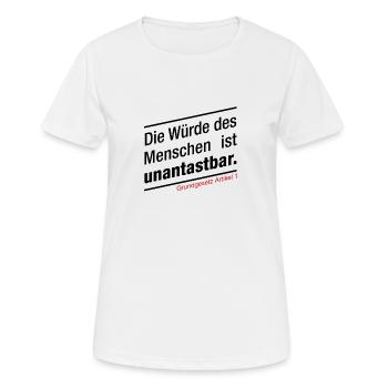 Grundgesetz Die Würde des Menschen ist unantastbar - Frauen T-Shirt atmungsaktiv - Weiß - Vorne - AI Model Female 172 dark (172cm)