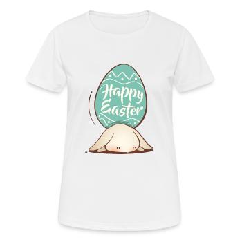 Doux lapin de Pâques avec oeuf coloré et lettrage - T-shirt respirant Femme - blanc - Devant - AI Model Female 172 dark (172cm)