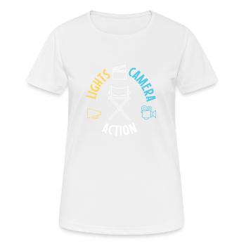 Lights Camera Action - Frauen T-Shirt atmungsaktiv - Weiß - Vorne - AI Model Female 172 dark (172cm)