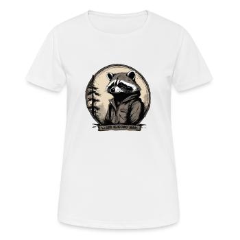 Waschbär "Die Erde hat keine Besitzer,..." - Frauen T-Shirt atmungsaktiv - Weiß - Vorne - AI Model Female 172 dark (172cm)