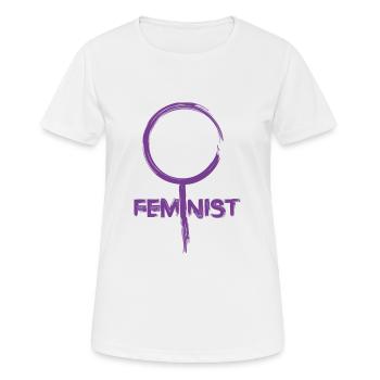 FEMINIST - Frauen T-Shirt atmungsaktiv - Weiß - Vorne - AI Model Female 172 dark (172cm)
