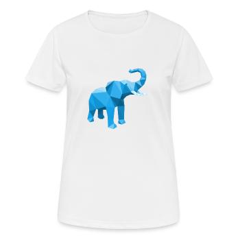 Elefant blau mit stylischem LowPoly Effekt - Frauen T-Shirt atmungsaktiv - Weiß - Vorne - AI Model Female 172 dark (172cm)