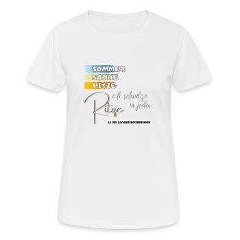 Sommer Sonne Hitze ich schwitze in jeder Ritze fun - Frauen T-Shirt atmungsaktiv - Weiß - Vorne - AI Model Female 172 dark (172cm)