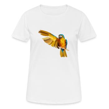 Schöner Papagei auf einem Ast mit großem Flügel - Frauen T-Shirt atmungsaktiv - Weiß - Vorne - AI Model Female 172 dark (172cm)