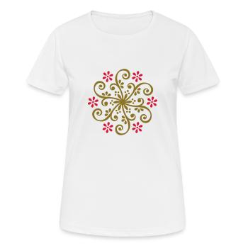 Buddhismus Blumen Buddha Rad der Wiedergeburt - Frauen T-Shirt atmungsaktiv - Weiß - Vorne - AI Model Female 172 dark (172cm)