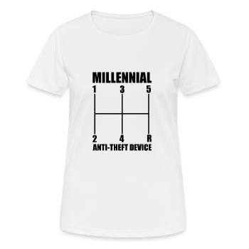 Millennial Anti Theft Device - Women's Breathable T-Shirt - white - Front - AI Model Female 172 dark (172cm)
