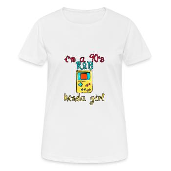 Je suis une R’b des années 90 Kinda Girl 13 - T-shirt respirant Femme - blanc - Devant - AI Model Female 172 dark (172cm)