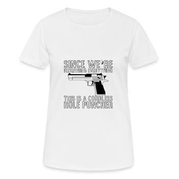 Il s’agit d’un perforateur sans fil 1 - T-shirt respirant Femme - blanc - Devant - AI Model Female 172 dark (172cm)