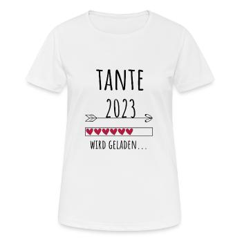 Tante 2023 Ankündigung Baby Patentante Geschenk - Frauen T-Shirt atmungsaktiv - Weiß - Vorne - AI Model Female 172 dark (172cm)