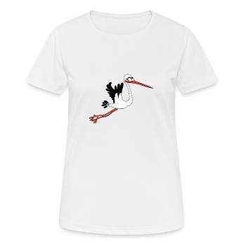 Storch ! - Frauen T-Shirt atmungsaktiv - Weiß - Vorne - AI Model Female 172 dark (172cm)